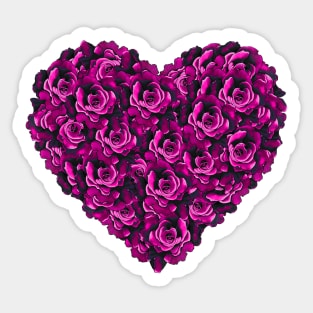 Pink Rose Flower Heart Sticker